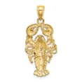 thumbnail image 3 of 14K Yellow Gold Polished Textured Finish Maine Lobster Charm Pendant, 3 of 3