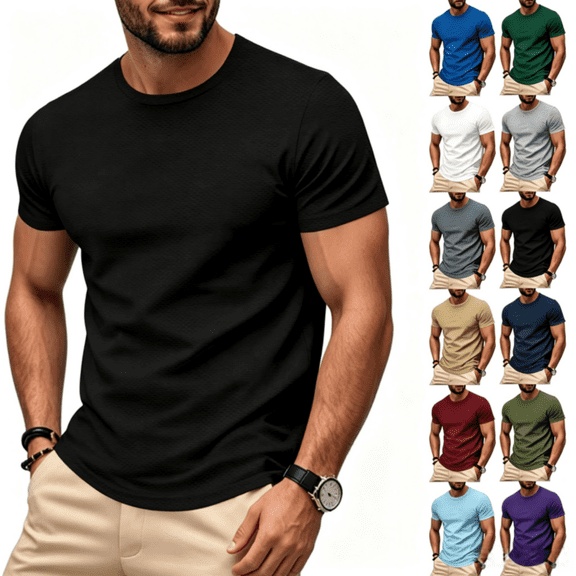 ZORYEVY T Shirts for Men Plus Size Running Athletic Summer T-shirts Solid Short Sleeve Crew Neck Quick Dry Gym Shirts