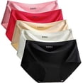 thumbnail image 1 of Zhuge Womens Seamless Panties Ice Silk Hipster, Assorted, Size L Fits Us M, 1 of 4