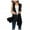 Black, variant on Fall Clothes Discounted Women's Sleeveless Draped Open Front Cardigan Vest Asymmetric Hem Blouse Tops