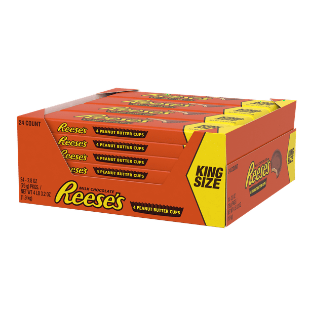 Reese's, Milk Chocolate Peanut Butter Cups King Size Candy Bar Box, 2.8