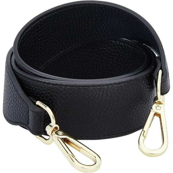 Wide Purse Strap 35.6 Inch Short PU Leather Handbag Shoulder Strap Replacement Tote Bag Handle Strap with Gold Swivel Clasp DIY Leather Bag Craft Making Accessories Black-2 DIY Making