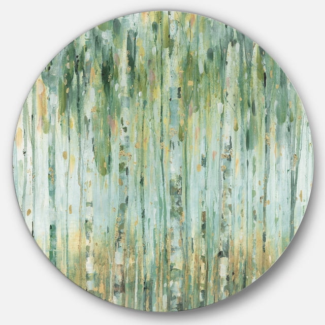 Designart 'The birch Forest II' Farmhouse Metal Circle Wall Art