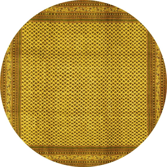 Ahgly Company Indoor Round Persian Yellow Traditional Area Rugs, 7' Round