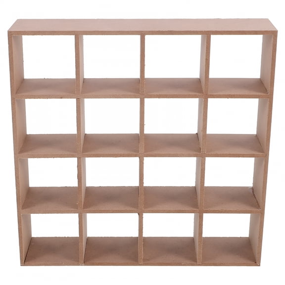CYFW Miniature Dollhouse Bookshelf Display Case Wood Storage Rack Grid Shelves Tiny Storage Shelf Dollhouse Furniture Decor Light Yellow