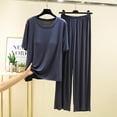 thumbnail image 2 of CQXIDFH Pajamas Set for Women Plus Size Sleepwear Set with Built-in Support Short Sleeve Top with Long Pants Loose Fit Pjs Lounge Set, 2 of 9