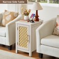 thumbnail image 6 of Leyaoyao Rattan Nightstand for Bedroom, Bedside Table with Charging Station & Woven Cane Door, Farmhouse Night Stand for Living Room, Grey White, 6 of 7
