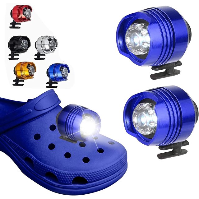 2 luces LED para zapatos de cocodrilo (color azul), faros delanteros para cocodrilo, luces pequeñas, 2 faros divertidos de cocodrilo