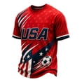 thumbnail image 2 of USA 2026 Soccer Cup Style V-Neck Jersey for Men, Short Sleeve Breathable Top with Dynamic Star & Ball Graphic, Lightweight Athletic Shirt, 1 PC Vermilion XXXXL, 2 of 5
