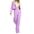 thumbnail image 3 of 2 Piece Outfits for Women Dressy Blazer Jackets High Waisted Straight Leg Pants Suits Set Business Casual Purple XXL, 3 of 9