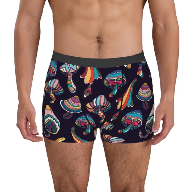 Balery Mushroom Doodle Calzoncillos bóxer para hombre, ropa interior de algodón suave y transpirable con cinturilla de nailon-Small