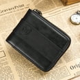 thumbnail image 2 of BULLCAPTAIN, Men's Zipper Bifold Wallets Black, 2 of 7