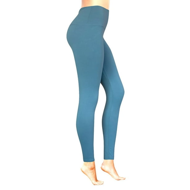 Comfy Leggings - Brushed Tummy Control 5 High Waist & Normal Waist Full  Length Active Leggings for Women - Sea Blue - L-XL