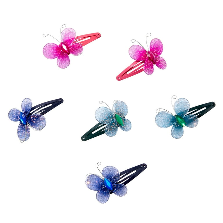 c*n様 POTETE butterfly clip pink✖️blue バタ Claire's Children's Pink, Green, and Blue Snap Clip Butterfly Hair