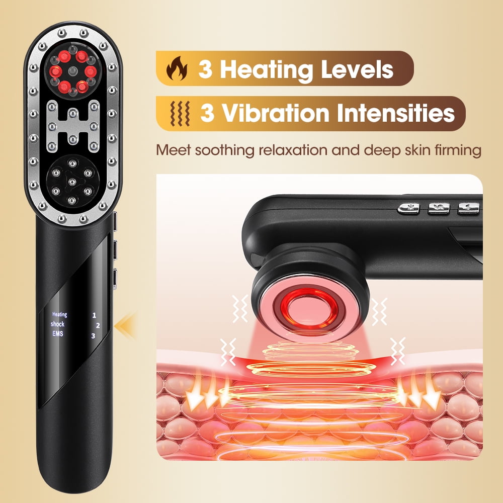 4-in-1 Multifunctional EMS Microcurrent Face & Body Massager - Magnetic Heads with Heating, Red Light, Vibration, & Oil Infusion for Skin Tightening & Scalp Care