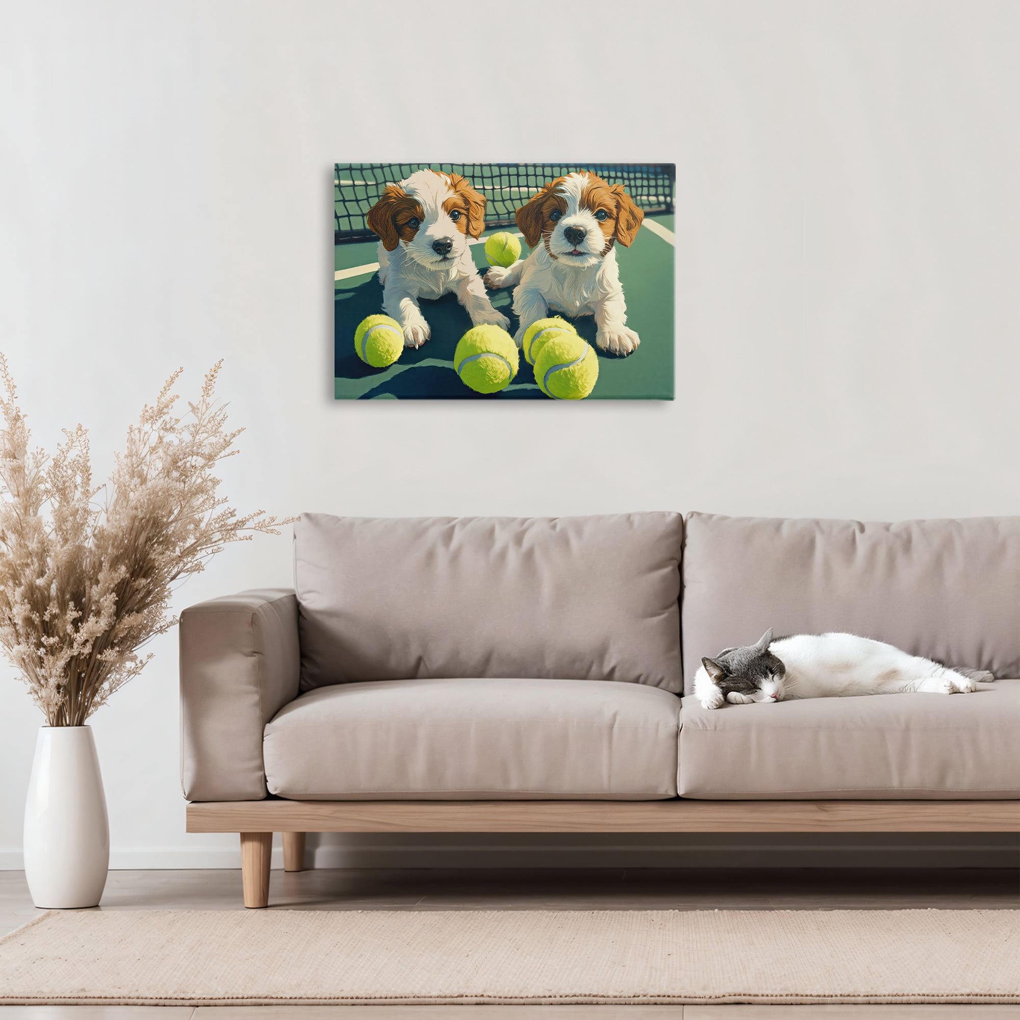 Stupell Industries Playful Puppies with Tennis Balls Canvas Wall Art, design by Imagine It Images