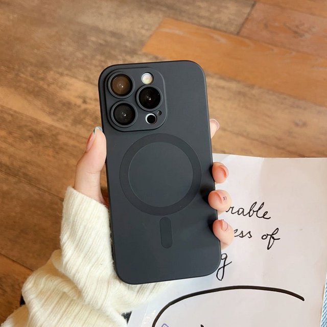 Luxury Magsafe Wireless Charge Phone Case For iPhone 11 12 13 14 15 16 Pro Max Plus Soft Magnetic Matte Bumper Protection Cover Black For iPhone 16 Pro