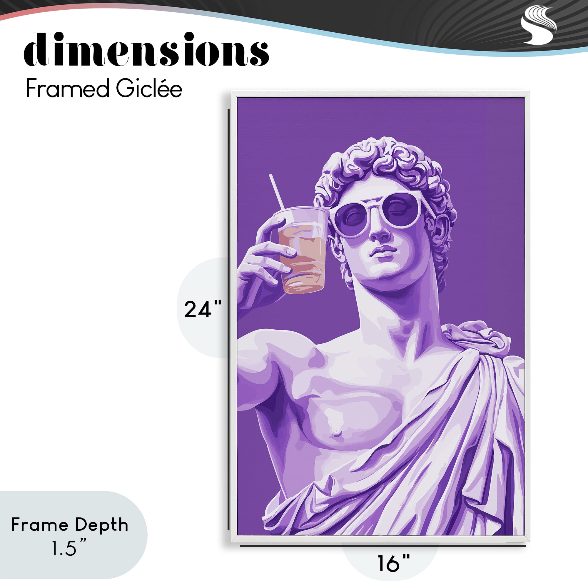 Stupell Industries Greek Statue Cheers White Framed Giclee Art, design by Andreas Magnusson