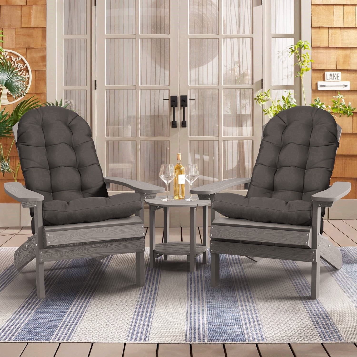 Outdoor Highback Seat Cushion 43.3"*19.7" Waterproof UV Resistant Inlife Rocking Chair Seat Pad for Dining Chairs, Office, Restaurant