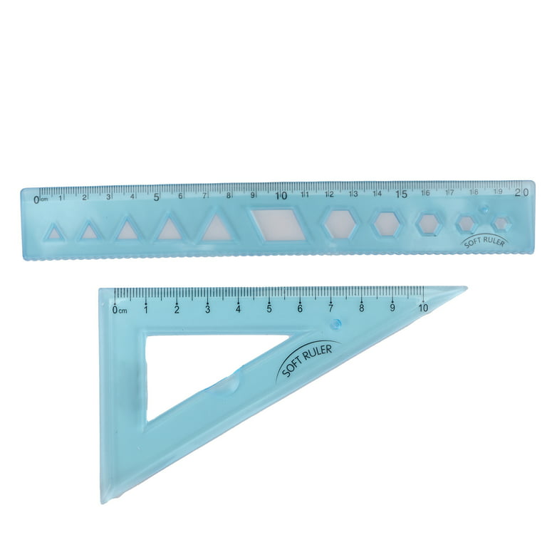 Ruler, Plastic Four-Piece Angle Length Measuring Tools Transparent Blue  Protractor For Kids For Engineers For Artists For For Designers 