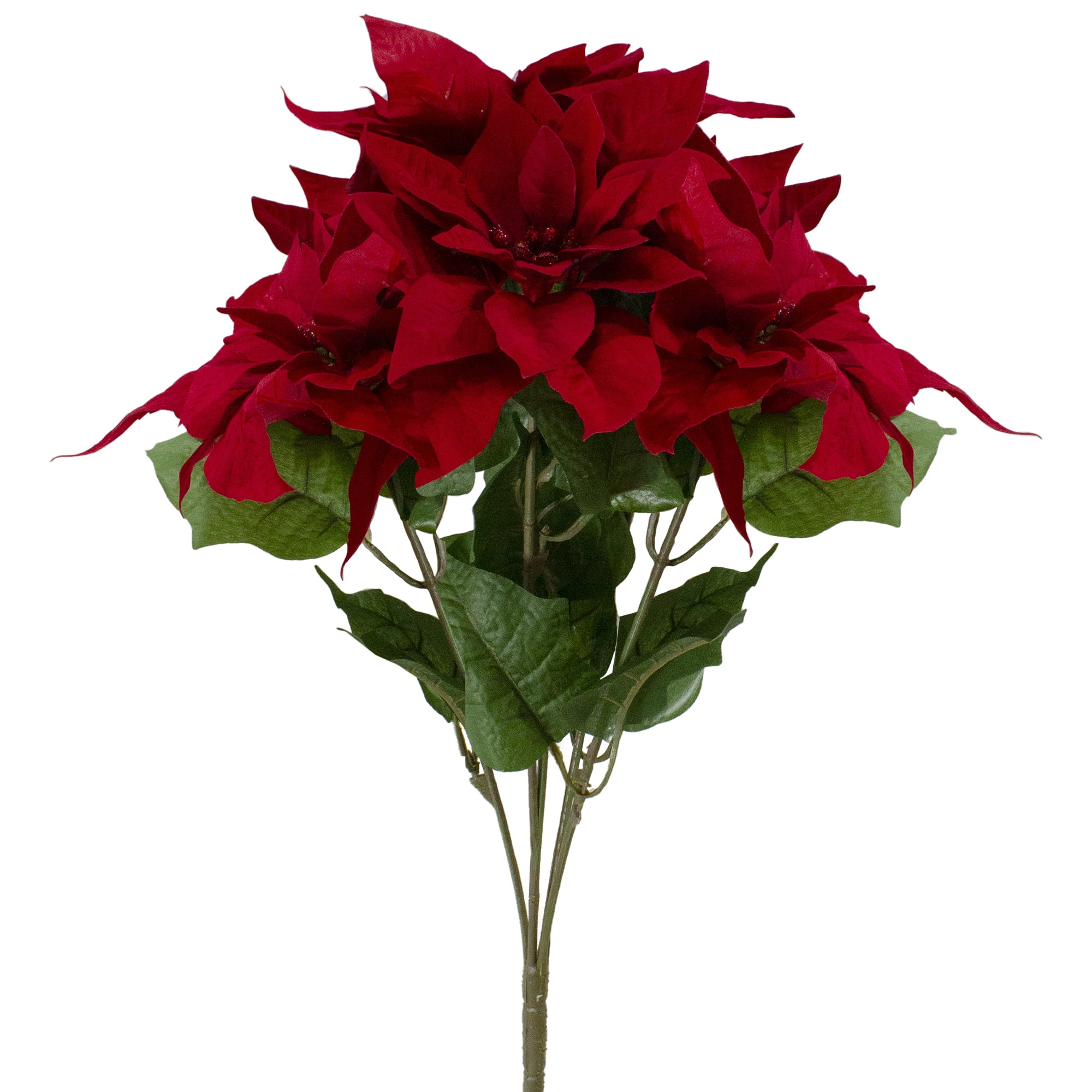 Northlight 20" Red and Green Artificial Poinsettia Christmas Pick