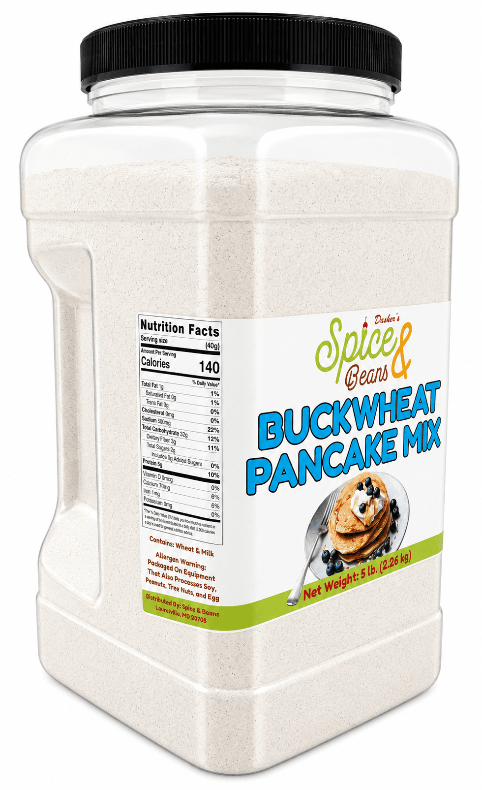 Buckwheat Pancake Mix | Earthy and Nutty Flavor | By Dasher's Spice & Beans | 5 lb.