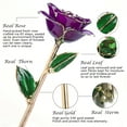 thumbnail image 2 of Sinvitron Gold Dipped Rose 24K Real Rose, Long Stem Gold Plated Rose with Stand, Valentines Day Gifts for Her,Gifts for Mom,24K Golden Rose for Anniversary and Mothers Day, Birthday (Purple), 2 of 9