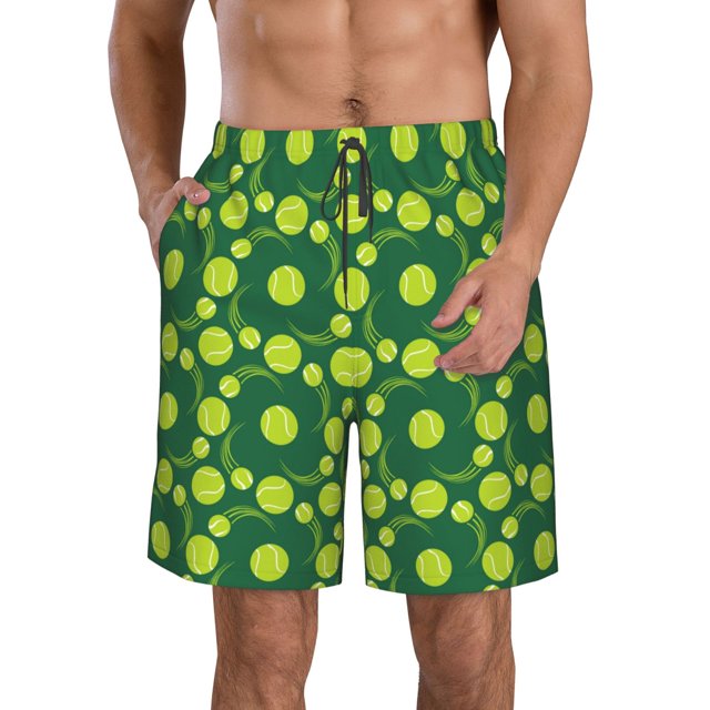 Balery Tennis Balls Traje de Baño Estilo Hawaiano para Hombre, Shorts de Secado Rápido con Bolsillos-3X-Large
