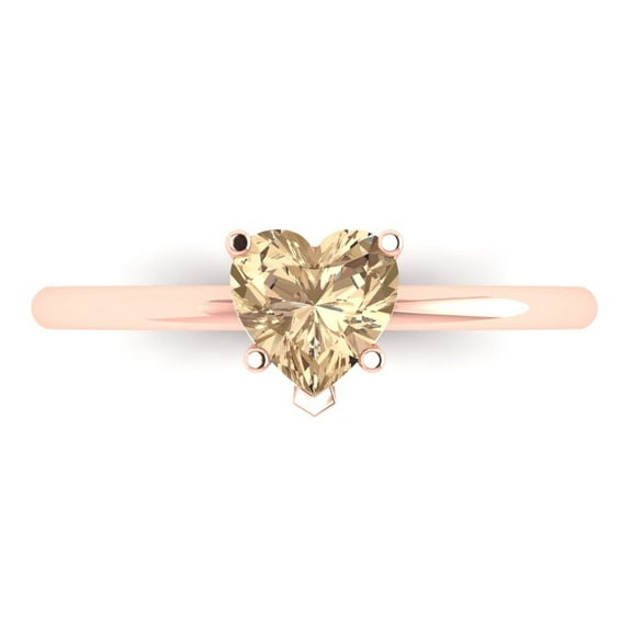 Clara Pucci 14K Rose Gold 1.25ct YellowMoissanite Solitaire Ring for Women