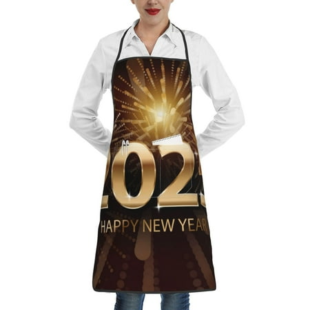 

Pofeuu Happy New Year 2025 B Print Aprons with Pockets Cute Aprons for Kitchen Cooking Server Barber Chef Apron