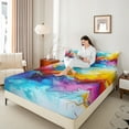 thumbnail image 4 of jejeloiu Marble Liquid Gradient Bed Sheets,Colorful Ombre Effects King Sheets,Abstract Watercolor Sheet Set For Girls Boys,Super Cozy Room Decor,4pcs, 4 of 7