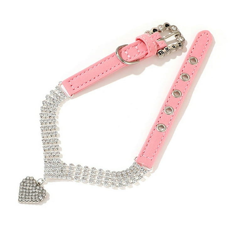 2 Pack Rhinestone Dog Collar Cat Collars for Girl Cats Bling Bling Cute Girl Dog Collars Soft Adjustable Dog Necklace Collar Sparkling Jeweled Pet