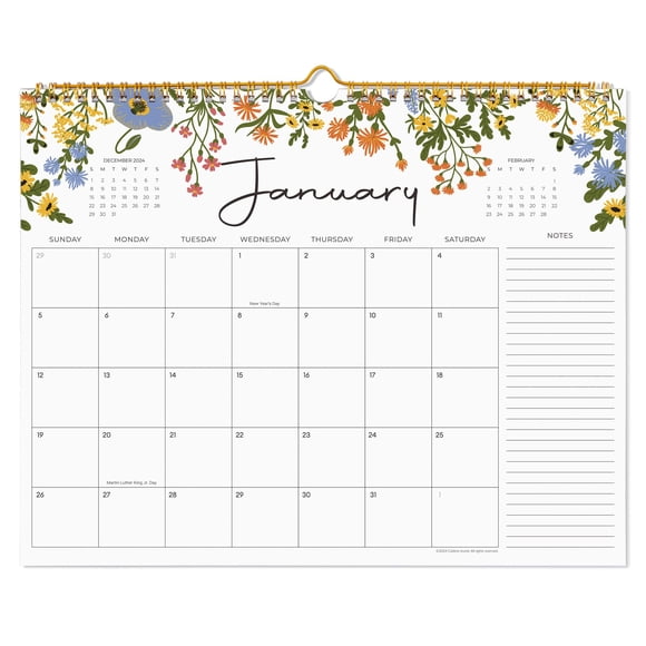 Calendar Cabbrix - Calendario de pared (2025, 18 meses), diseño floral