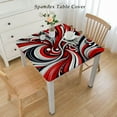 thumbnail image 2 of nygtbtfer Geometric Leaves Tablecloth for Round/Rectangle/Oval/Square Tablecloth in Table Cloth Cover for Fall Baby Shower Christmas Wedding Party, Contemporary Minimalist Red Black Line, 2 of 7