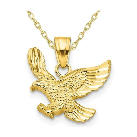 Gem & Harmony 10K Yellow Gold Eagle Charm Pendant Necklace with Chain for Men
