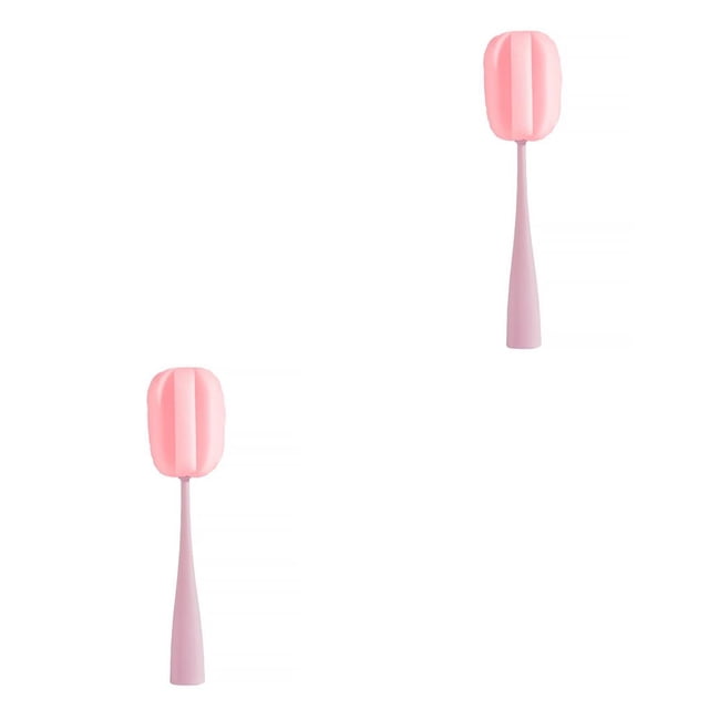 Cateissary Taza de mango largo, cepillo para polvo, botella de agua al vacío, olla, cristalería, lavadora, esponja, herramienta de limpieza Rosado 2Conjunto