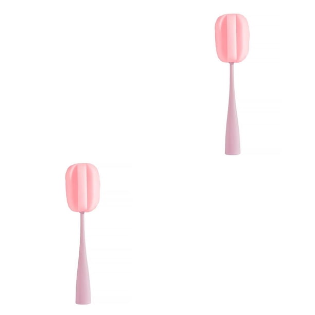 Cateissary Taza de mango largo, cepillo para polvo, botella de agua al vacío, olla, cristalería, lavadora, esponja, herramienta de limpieza Rosado 2Conjunto