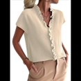 thumbnail image 2 of Camisetas Sin Mangas de Verano Informales con Cuello en V y Volantes para Mujer Albaricoque S, 2 of 8