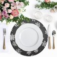thumbnail image 4 of Ryvnso White Snowflakes Round Plate Mats Dining Table Placemat Set of 4 for Holiday Decoration, 4 of 7