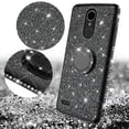 thumbnail image 2 of Compatible for LG Stylo 5 Case, LG Stylo 5 Plus Case, LG Q Stylus Case, SOGA Glitter Diamond Rhinestone TPU Phone Cover with Ring Stand and Lanyard Girls Women Cover (Black), 2 of 5