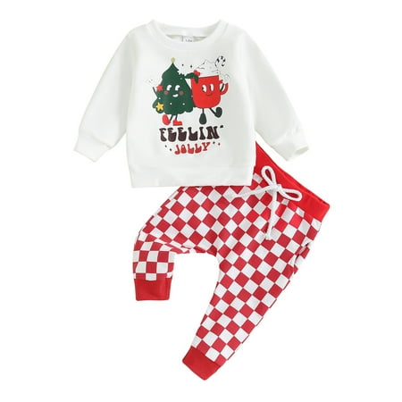 

Suealasg Toddler Boys Christmas Outfits 6M 1T 2T 3T Christmas Tree Letter Print Long Sleeve Sweatshirts and Long Pants 2 Piece Kids Boys Spring Tracksuit Clothes
