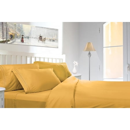 Clara Clark 1800 Series Deep Pocket 5pc Microfiber Bed Sheet Set Split King Size, Yellow
