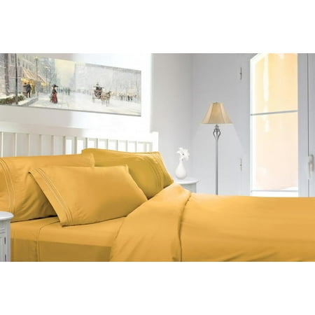Clara Clark 1800 Series Deep Pocket 4pc Bed Sheet Set Queen Size, Yellow