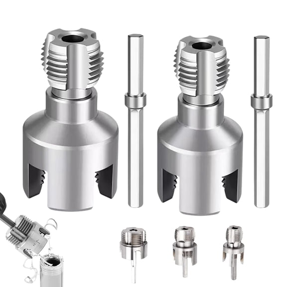 Pipe Threading Tool Ecohintz Pvc Pipe Threading Tool Set (4-Point   6-Point) - Internal & External Pipe Thread Cutter - Water Pipe Opener with Drill Bit Compatibility - Plumbing Repair Kit, Silver