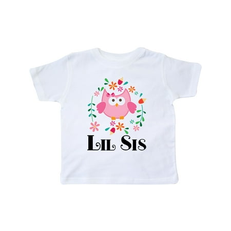 

Inktastic Lil Sis Girls Owl Sister Announcement Gift Toddler Toddler Girl T-Shirt