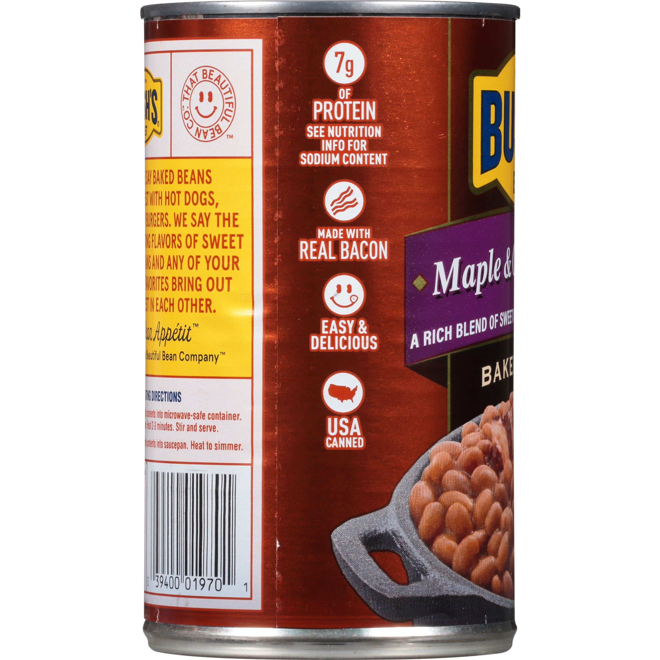 (12 pack) Bush's Maple and Cured Bacon Baked Beans, Canned Beans, 28 oz