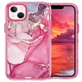 thumbnail image 2 of SaniMore for iPhone 14 Plus (6.7" 2022 Release) Case, Fashion Marble Pattern for Girls Women Shockproof Bumper Wireless Charging Hybird PC TPU Tri-layer Anti-drop Shell, PINK Marble, 2 of 7
