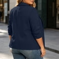 thumbnail image 7 of Plus Size Pleated Blazer For Women, Ruffled 3/4 Sleeve Lapel Jacket, Button Down Casual Office Suit, Elegant Business Work Wear, Feminine Cut Navy L, 7 of 7