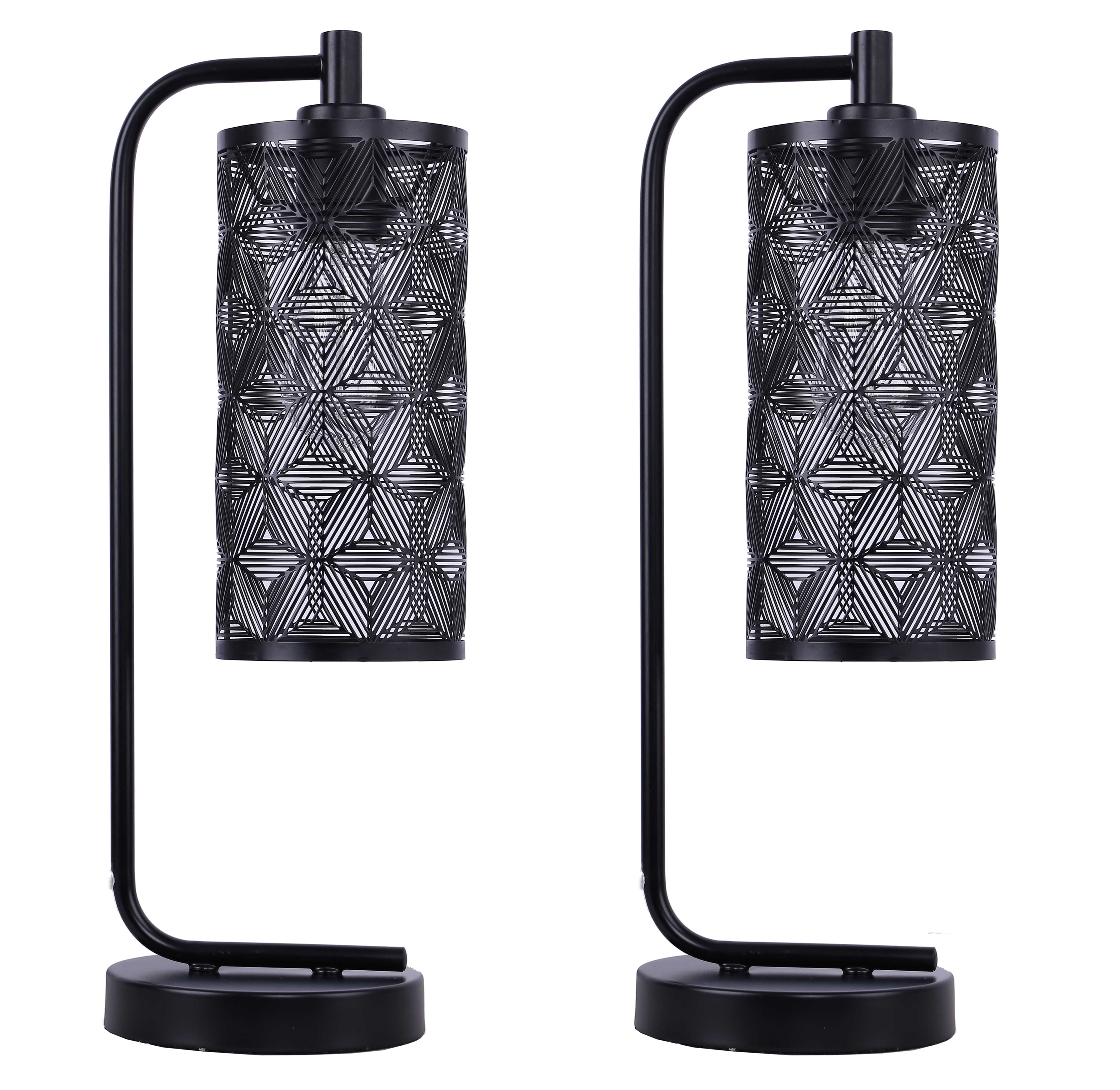 Arc Matte Black Metal Task Lamp Set of 2