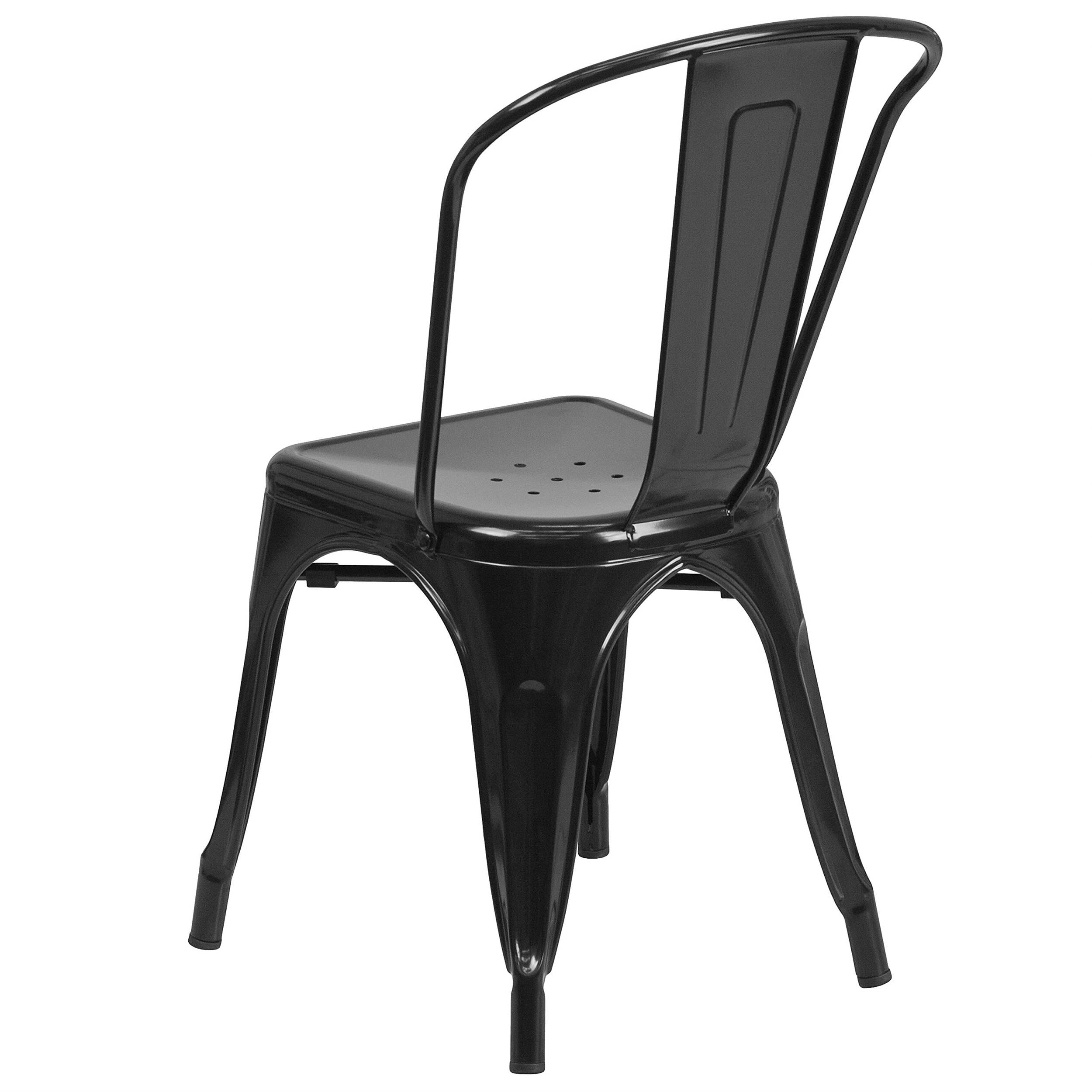 Bowery Hill Industrial Metal Stackable Dining Side Chair in Black